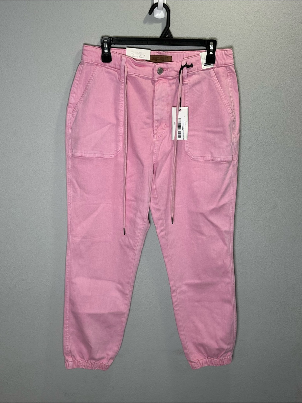 Judy Blue The Josie Pink Dyed Denim Drawstring Jogger Pants size 11